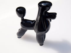 Mini Black Glass Poodle Figurine: Handcrafted Dog Keepsake