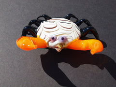 Hand-Blown Art Glass Crab Figurine - Collectible Sculpture