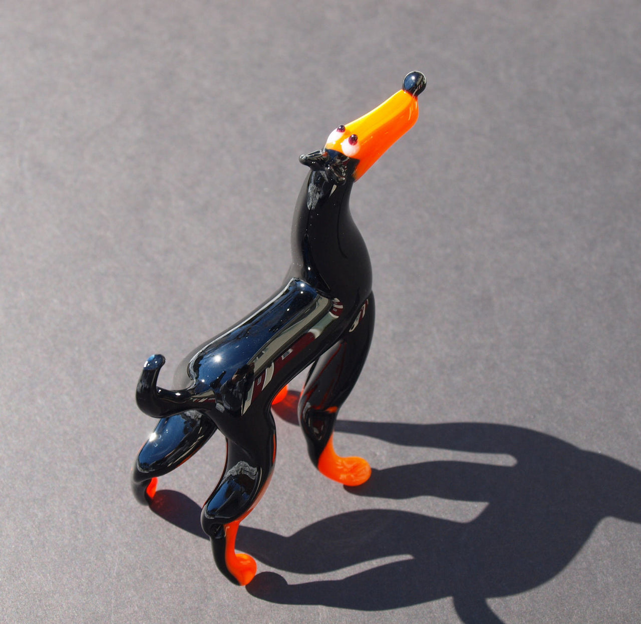 Handmade Glass Doberman Figurine: Collectible Art Glass Sculpture