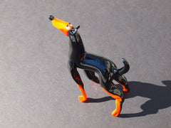 Handmade Glass Doberman Figurine: Collectible Art Glass Sculpture