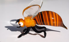 Handmade Glass Honey Bee Sculpture: Whimsical Art Glass Figurine