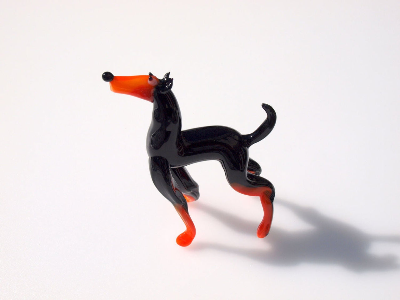 Handmade Glass Doberman Figurine: Collectible Art Glass Sculpture
