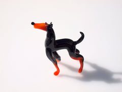 Handmade Glass Doberman Figurine: Collectible Art Glass Sculpture