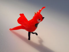 Handmade Red Glass Bird Figurine: Flame Work Sculpture