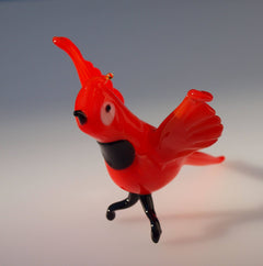 Handmade Red Glass Bird Figurine: Flame Work Sculpture