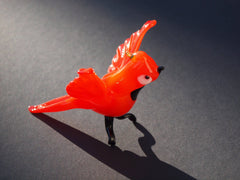 Handmade Red Glass Bird Figurine: Flame Work Sculpture