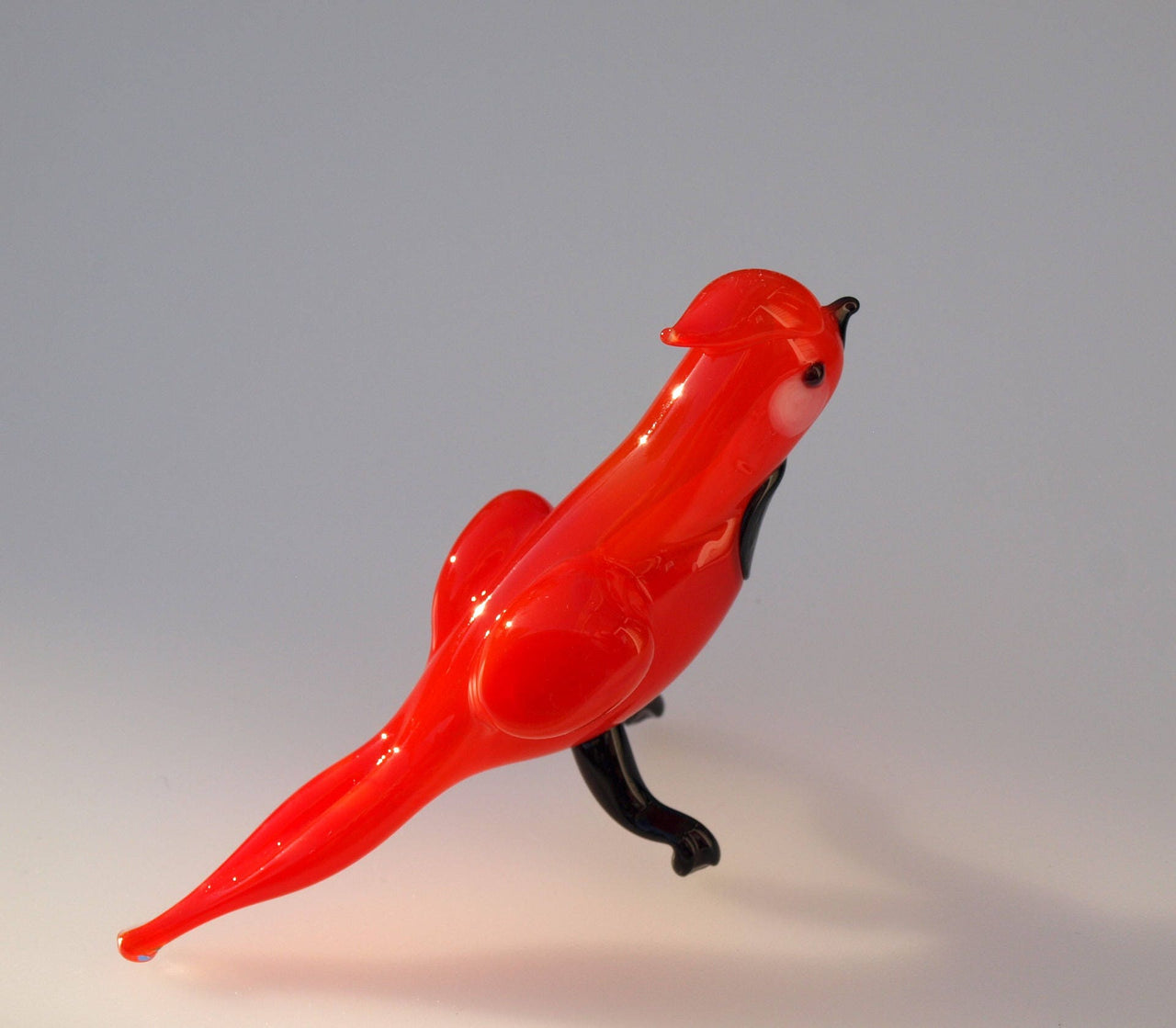 Handmade Red Glass Bird Figurine: Flame Work Sculpture