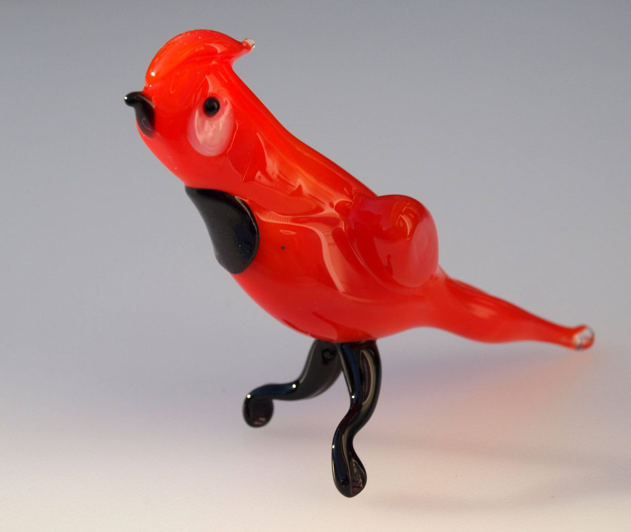 Handmade Red Glass Bird Figurine: Flame Work Sculpture