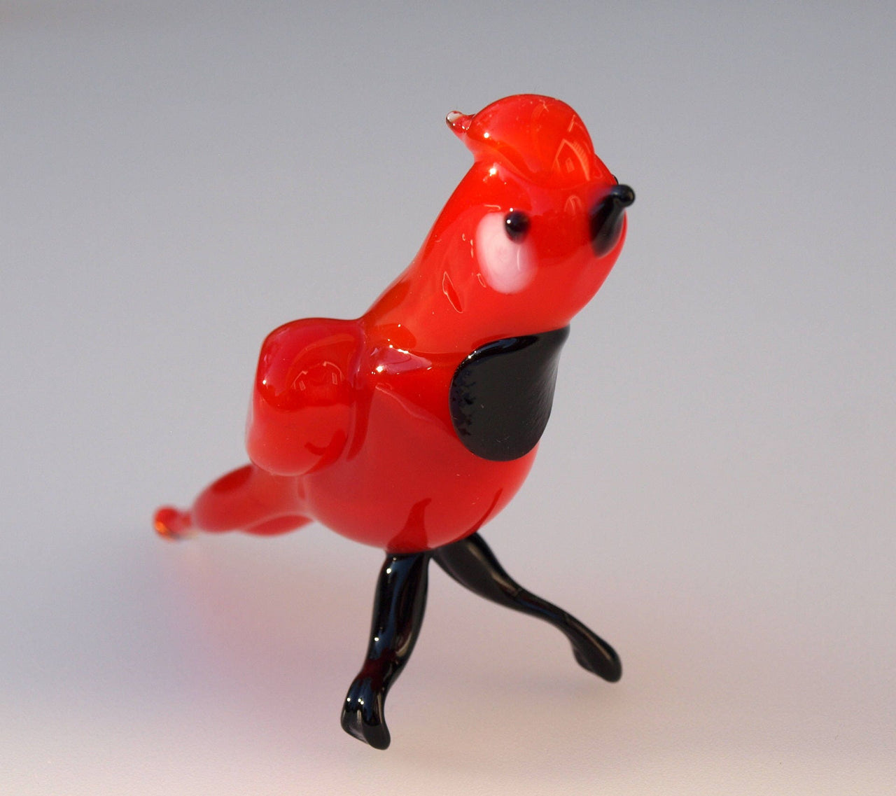 Handmade Red Glass Bird Figurine: Flame Work Sculpture