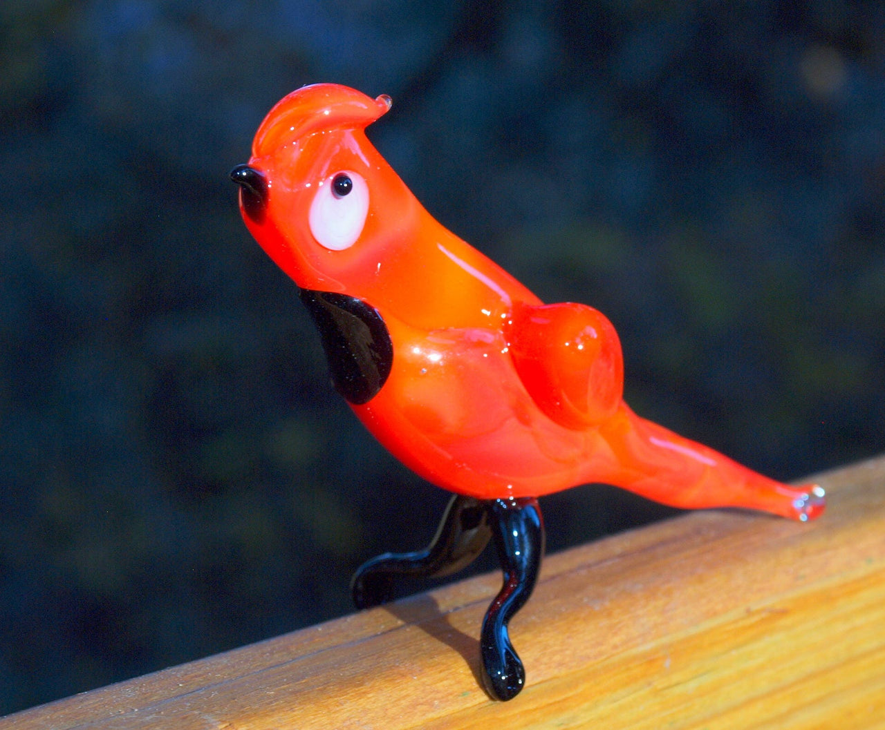 Handmade Red Glass Bird Figurine: Flame Work Sculpture