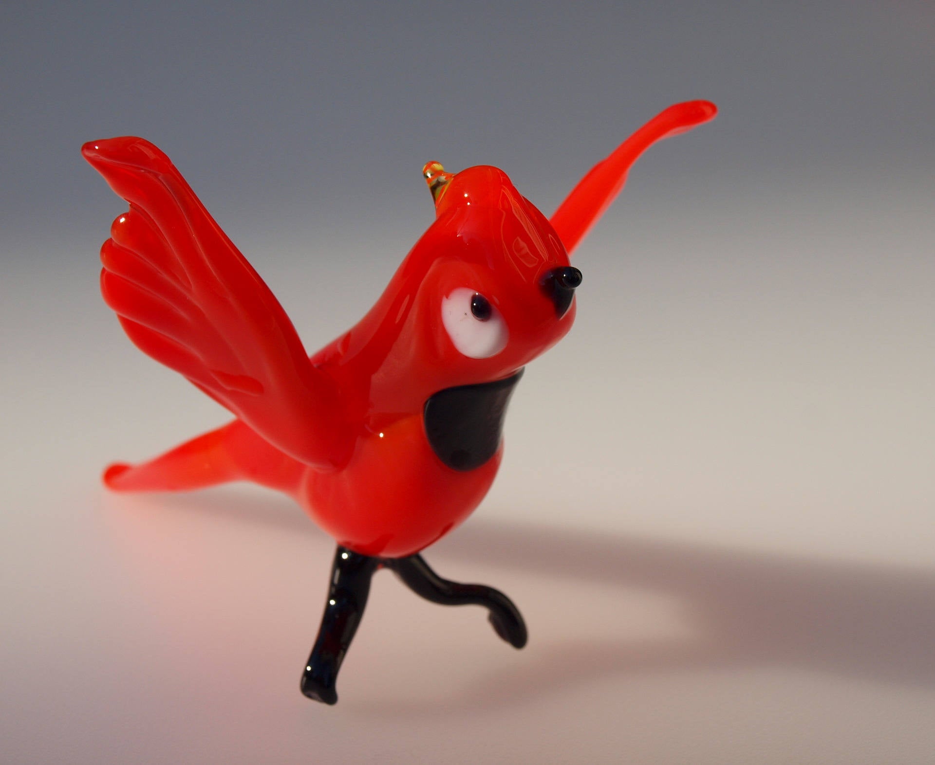Handmade Red Glass Bird Figurine: Flame Work Sculpture