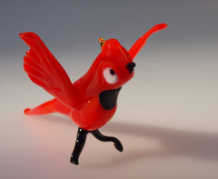 Handmade Red Glass Bird Figurine: Flame Work Sculpture
