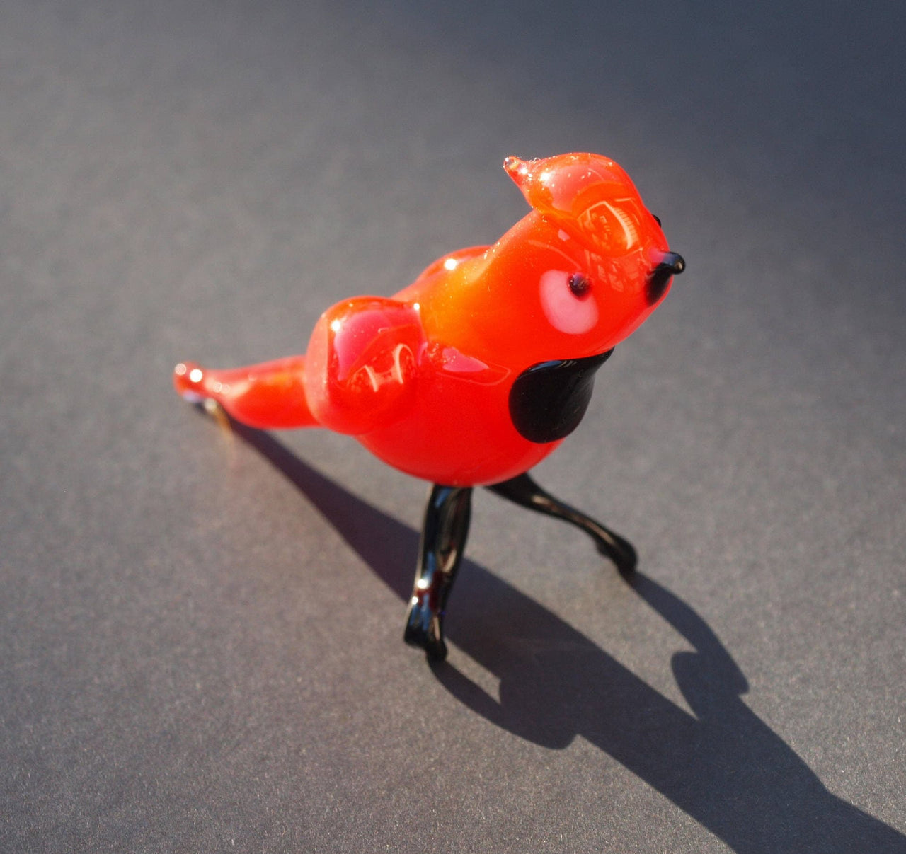 Handmade Red Glass Bird Figurine: Flame Work Sculpture