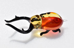 Flame Worked Glass Stag Beetle Figurine: Whimsical Art Glass Collectible