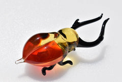 Flame Worked Glass Stag Beetle Figurine: Whimsical Art Glass Collectible