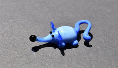 Lampwork Glass Mouse Miniature: Whimsical Blue Glass Menagerie