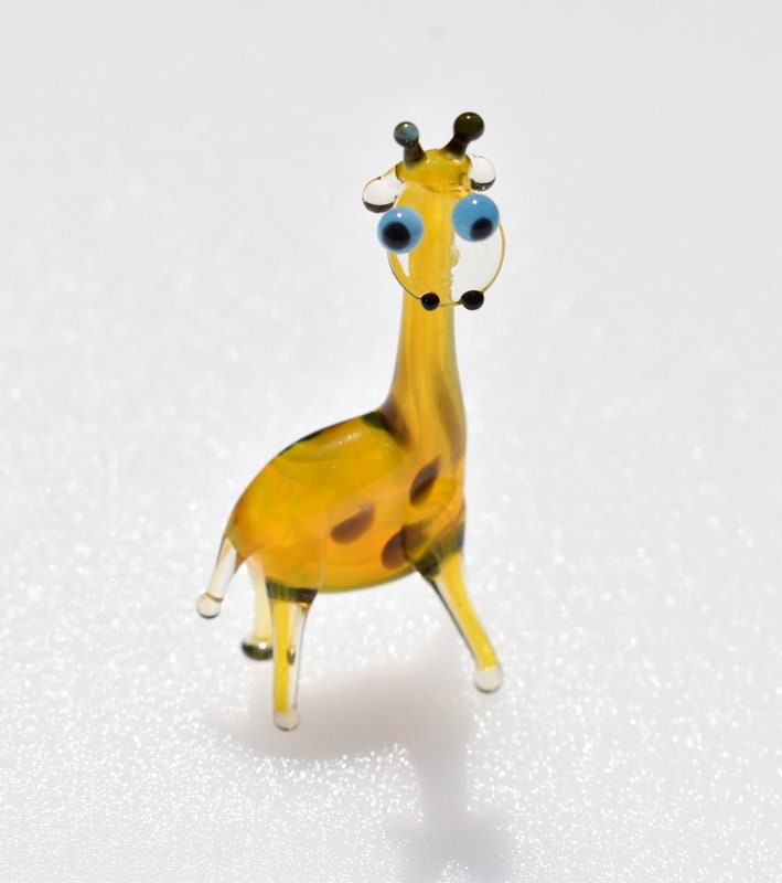 Glass Animals, Mini Glass Animals, Giraffe Gifts, Cute Giraffe Figurine, Safari Nursery Decor, Tiny Glass Animals, Funny, Blown Glass