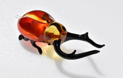 Flame Worked Glass Stag Beetle Figurine: Whimsical Art Glass Collectible