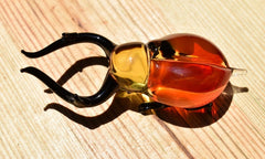 Flame Worked Glass Stag Beetle Figurine: Whimsical Art Glass Collectible
