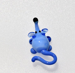 Lampwork Glass Mouse Miniature: Whimsical Blue Glass Menagerie