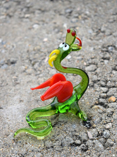 Green Glass Dragon Figurine: Hand-Made Flame Work Sculpture