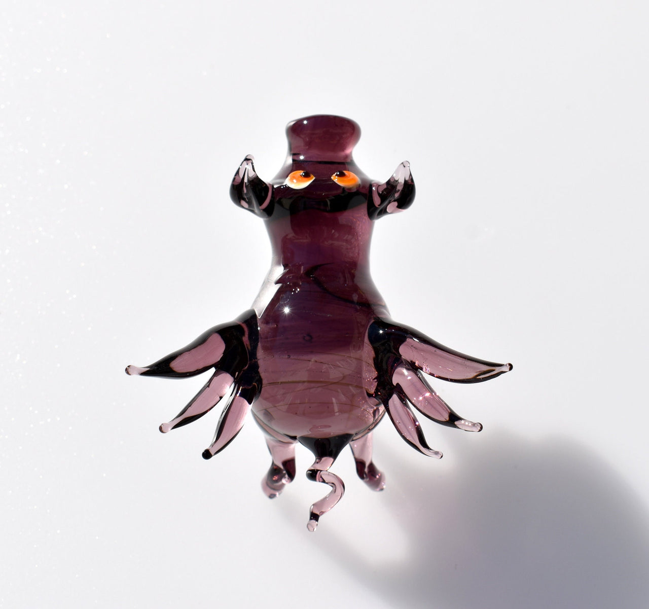 Purple Glass Flying Pig Figurine: Whimsical Collectible Decor