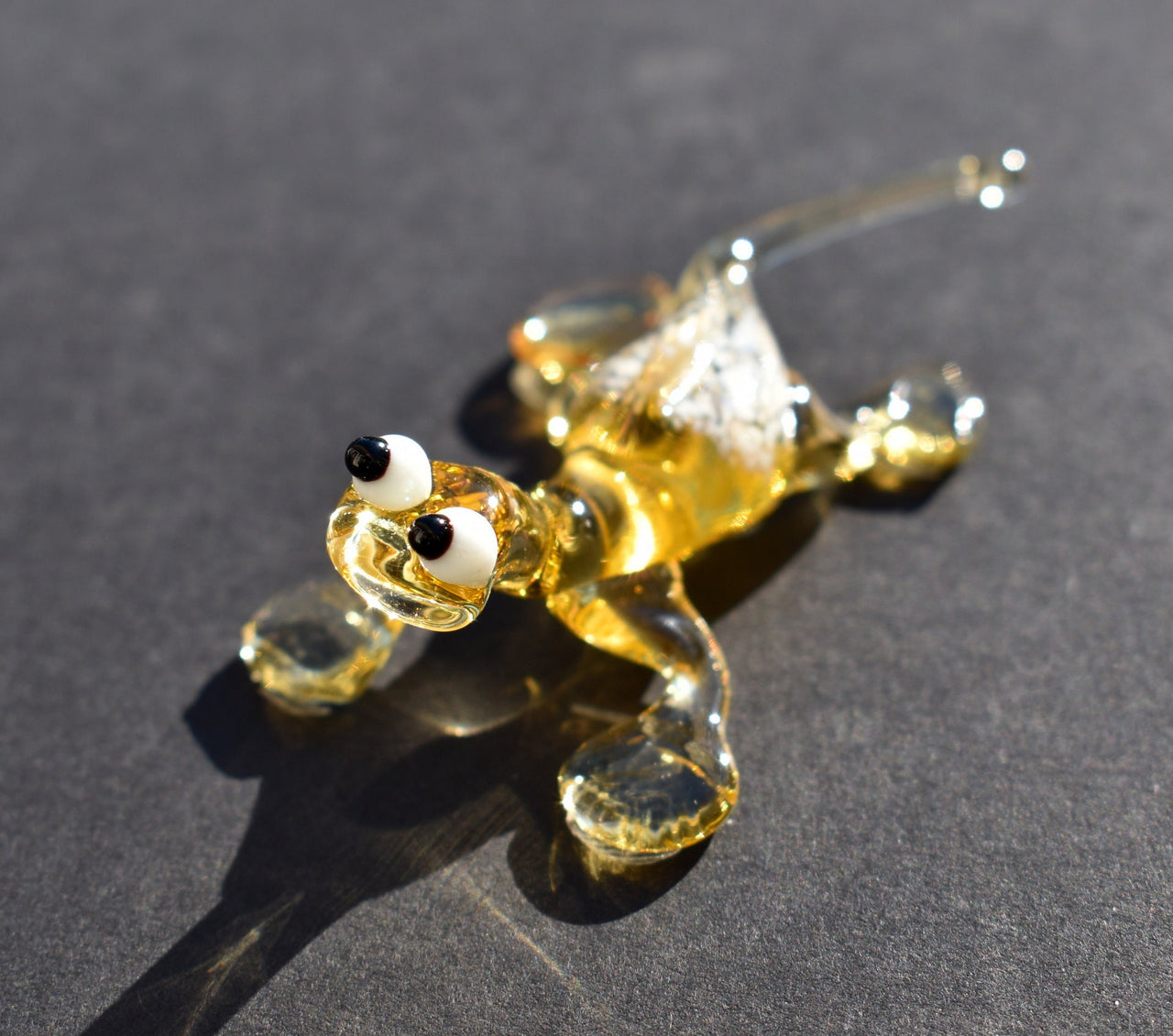 Handmade Glass Lizard, Salamander, Reptile Decor, Mini Glass Animals, Reptile Art, Glass Animals, Glass Sculpture, Yellow Lizard, Reptile
