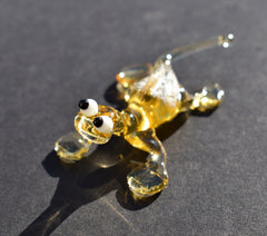 Handmade Glass Lizard, Salamander, Reptile Decor, Mini Glass Animals, Reptile Art, Glass Animals, Glass Sculpture, Yellow Lizard, Reptile