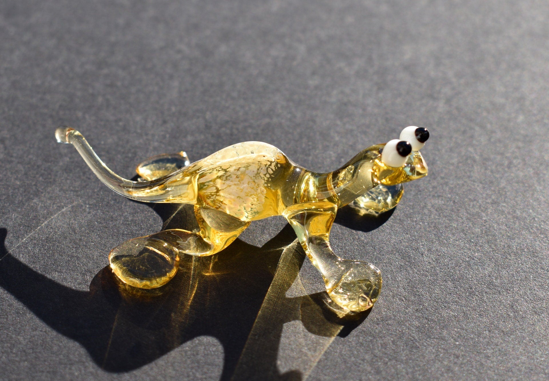 Handmade Glass Lizard, Salamander, Reptile Decor, Mini Glass Animals, Reptile Art, Glass Animals, Glass Sculpture, Yellow Lizard, Reptile
