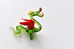 Green Glass Dragon Figurine: Hand-Made Flame Work Sculpture