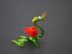 Green Glass Dragon Figurine: Hand-Made Flame Work Sculpture