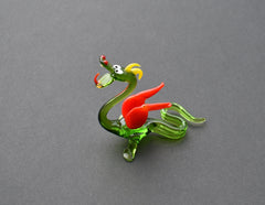 Green Glass Dragon Figurine: Hand-Made Flame Work Sculpture