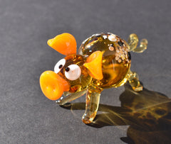 Amber Glass Pig Figurine: Hand-Blown Collectible Animal