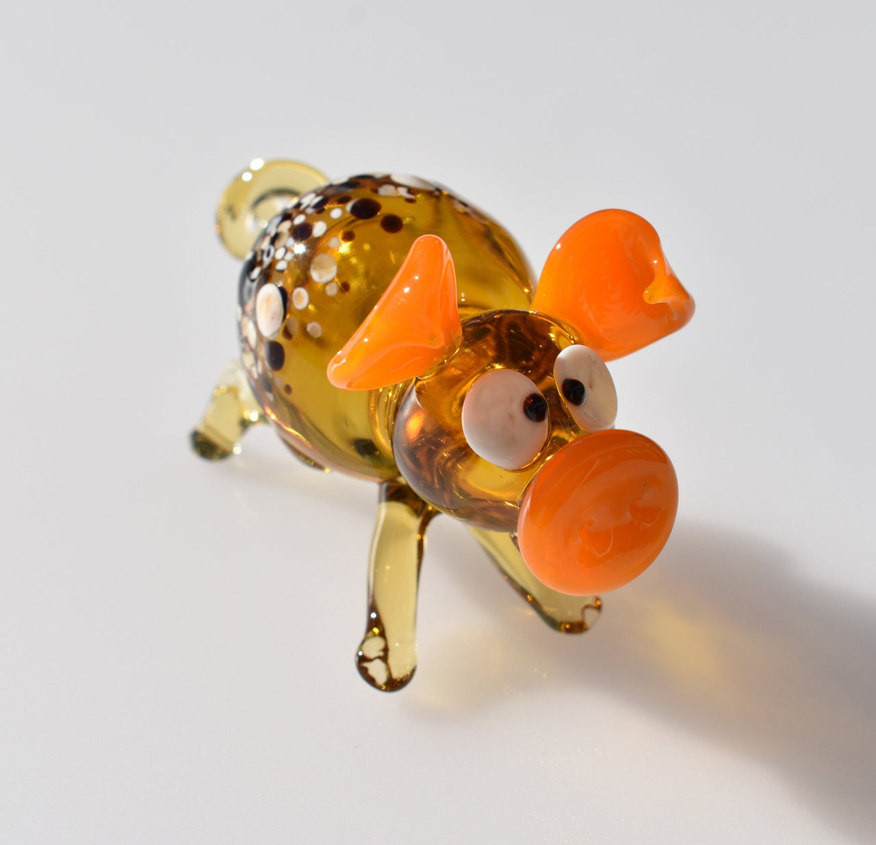 Amber Glass Pig Figurine: Hand-Blown Collectible Animal