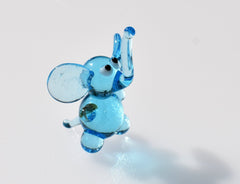Tiny Blue Glass Elephant Figurine: Handmade Good Luck Charm