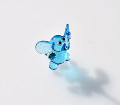 Tiny Blue Glass Elephant Figurine: Handmade Good Luck Charm