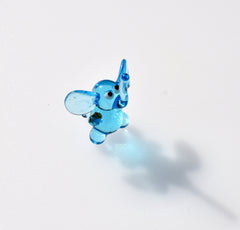 Tiny Blue Glass Elephant Figurine: Handmade Good Luck Charm