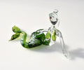 Green Glass Mermaid Figurine: Handmade Flame Work Art, 7.5"