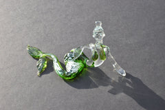 Green Glass Mermaid Figurine: Handmade Flame Work Art, 7.5"