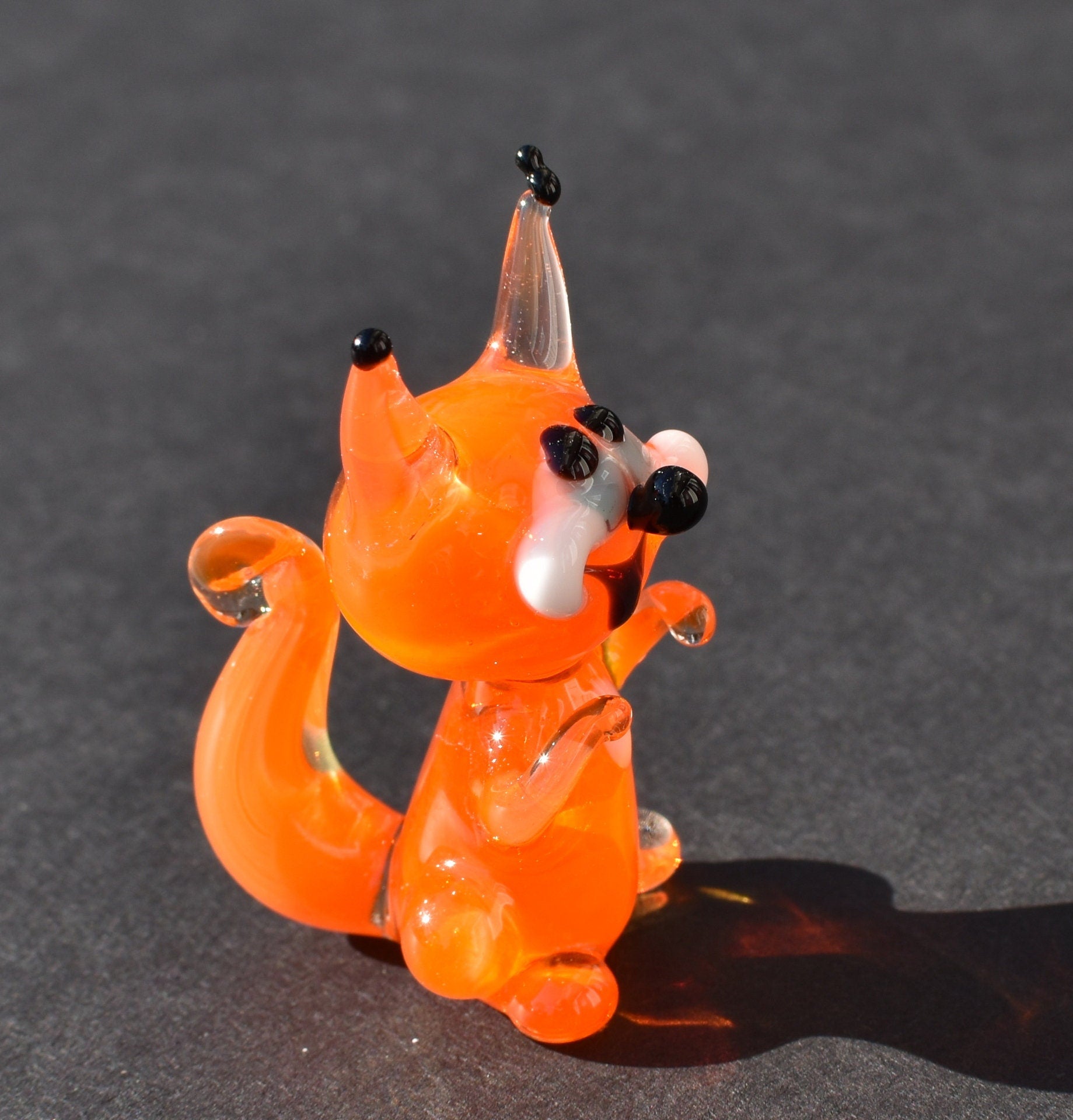 Handmade Glass Squirrel Figurine: Whimsical Collectible Sculpture