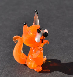 Handmade Glass Squirrel Figurine: Whimsical Collectible Sculpture