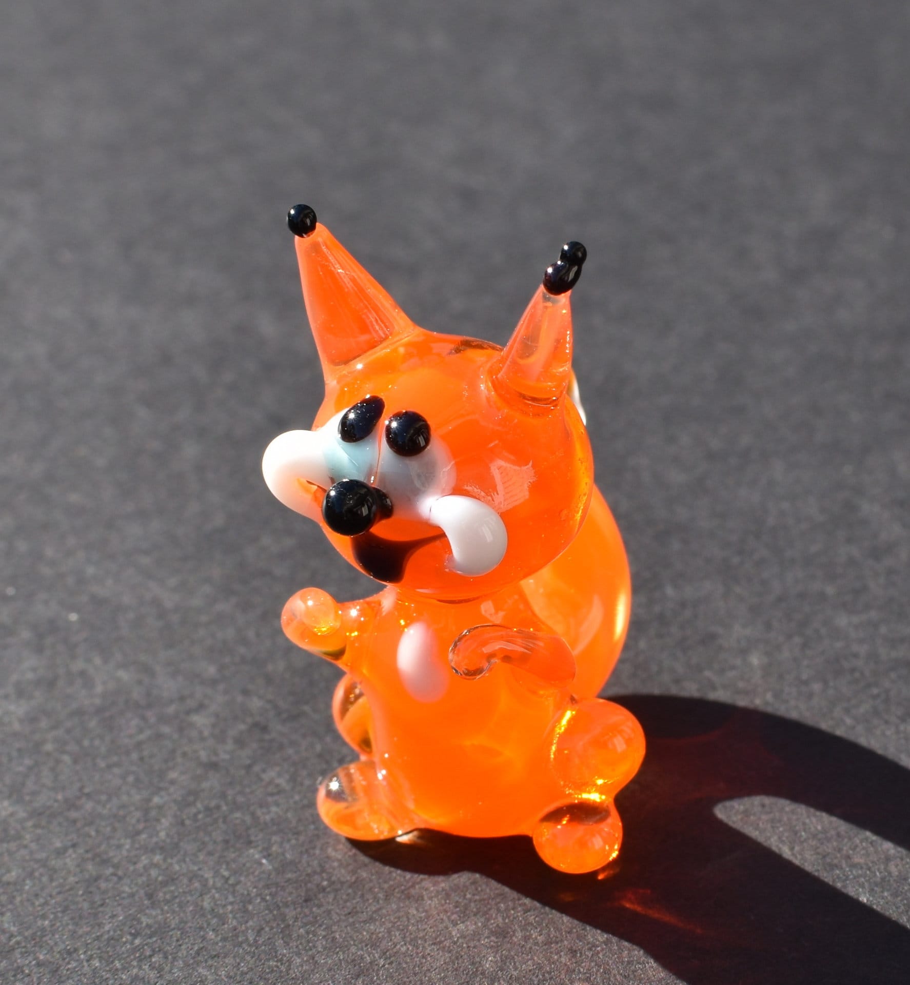 Handmade Glass Squirrel Figurine: Whimsical Collectible Sculpture