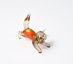 Handmade Glass Orange Cat Figurine: Whimsical Art Sculpture