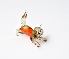 Handmade Glass Orange Cat Figurine: Whimsical Art Sculpture