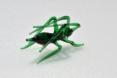 Handmade Glass Grasshopper Figurine: Whimsical Art Sculpture