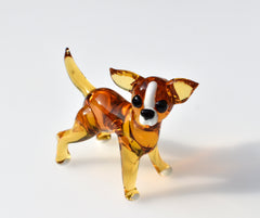 Amber Glass Chihuahua Figurine, Chihuahua Statue, Chihuahua Gifts, Chihuahua Memorial, Chihuahua Art, Dog Memorial Gift, Glass Dog, Puppy