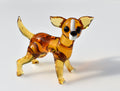 Handmade Blown Glass Chihuahua Figurine: Amber Dog Sculpture