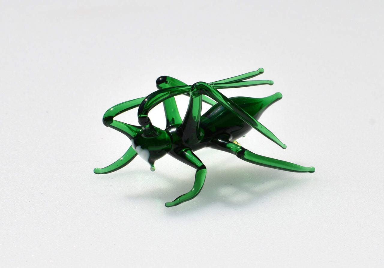 Handmade Glass Grasshopper Figurine: Whimsical Art Sculpture