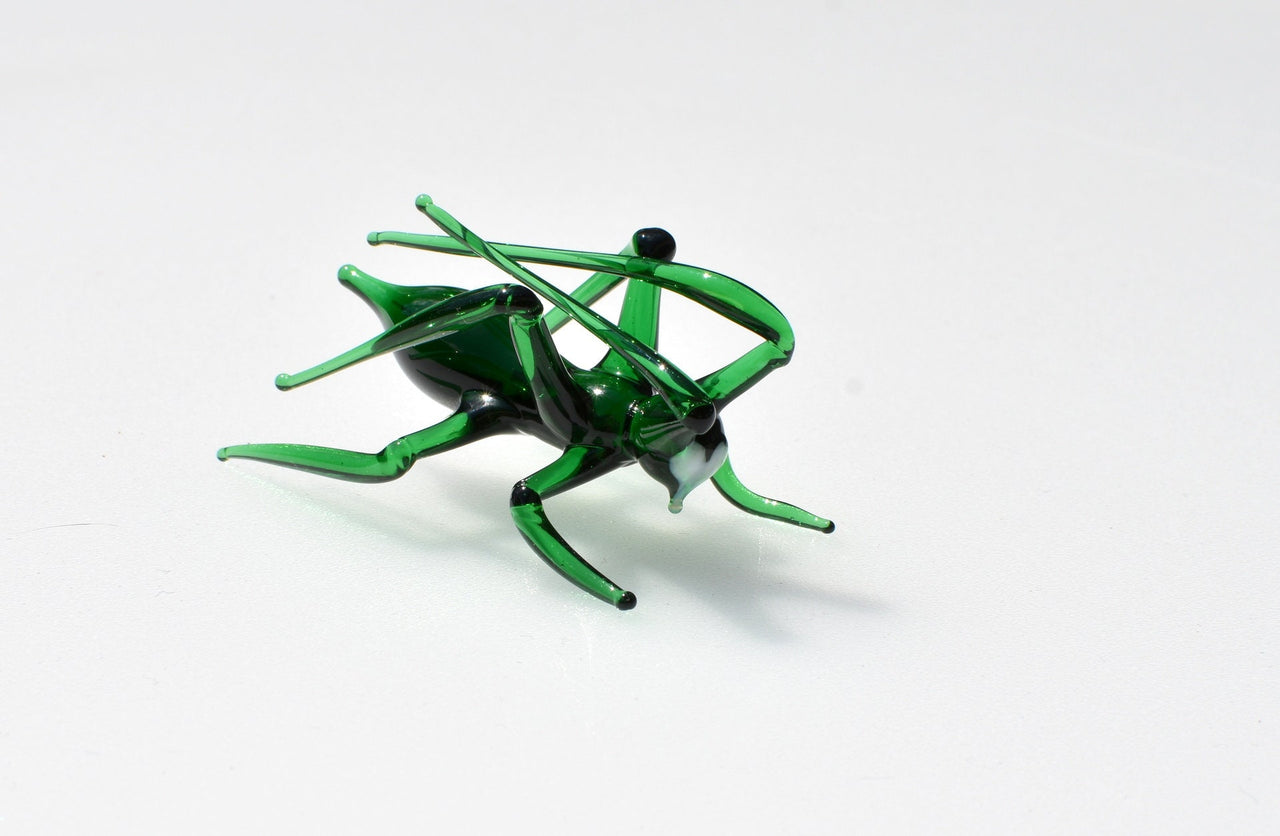 Hand Blown Glass Grasshopper Figurine - Unique Insect Decor - Gift for Insect Lover