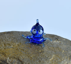 Lampwork Glass Miniature Octopus: Whimsical Blue Sea Creature